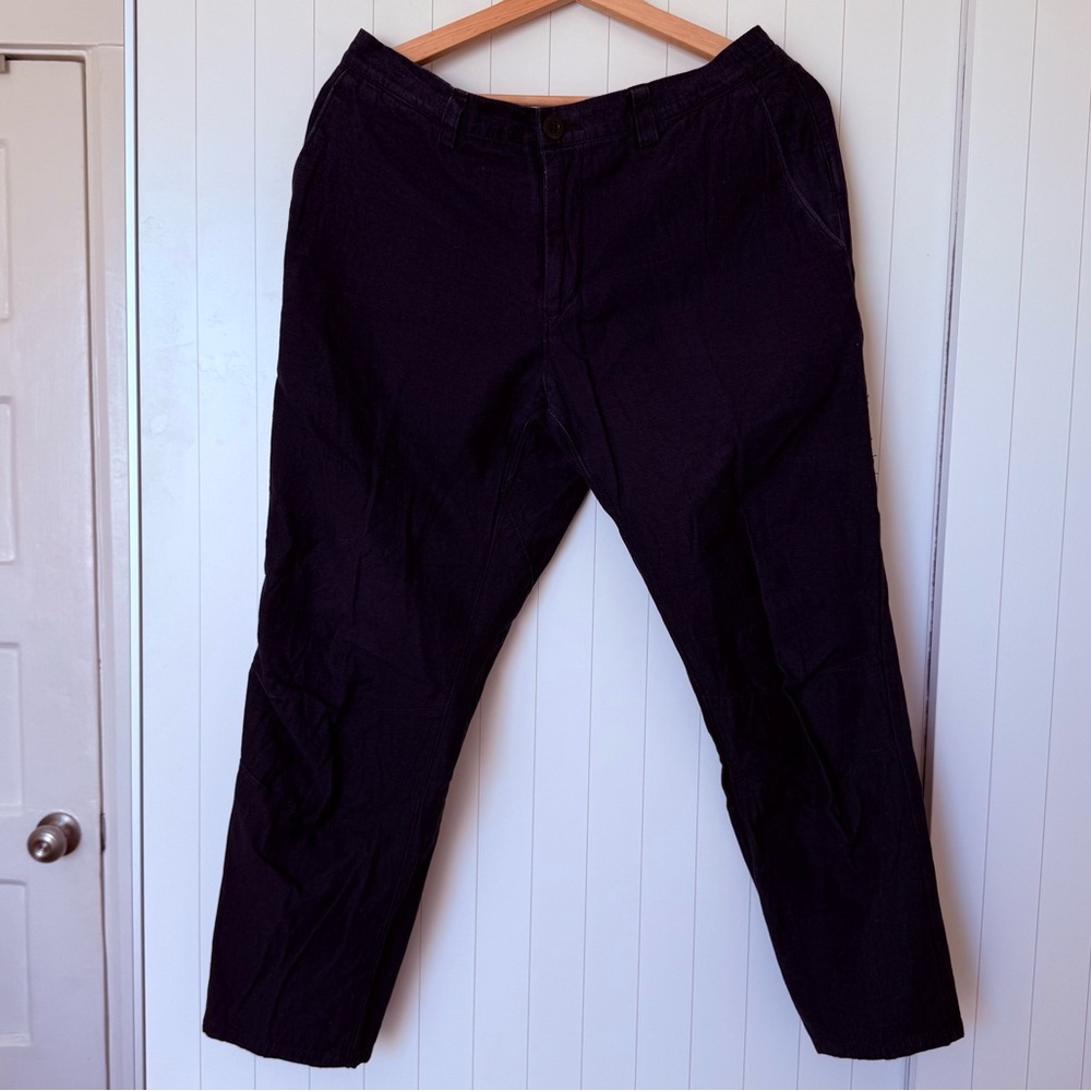 Blue blue Japan indigo dyed linen farmer pants.